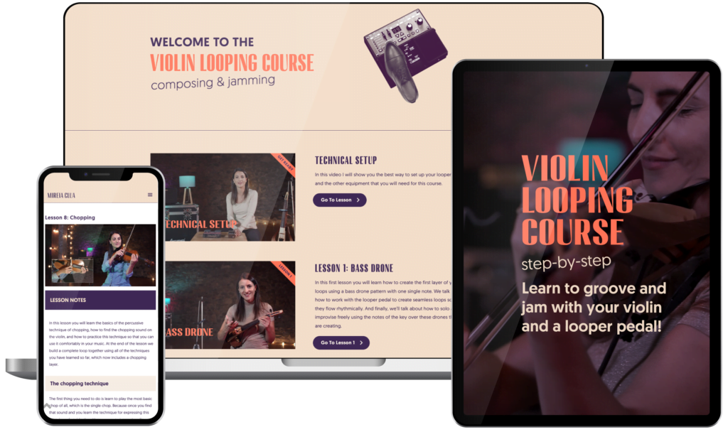 Violin Looping Video Course Mockup Presentation - iPad, iPhone and Laptop